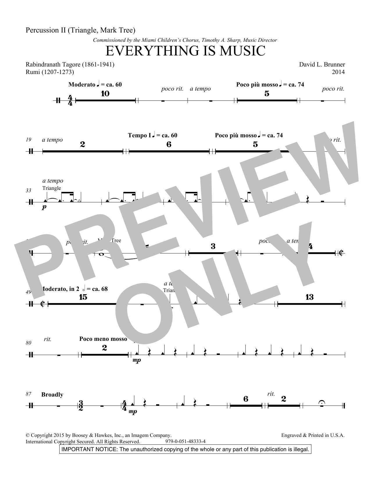 David Brunner Everything Is Music - Percussion 2 sheet music notes and chords arranged for Choir Instrumental Pak