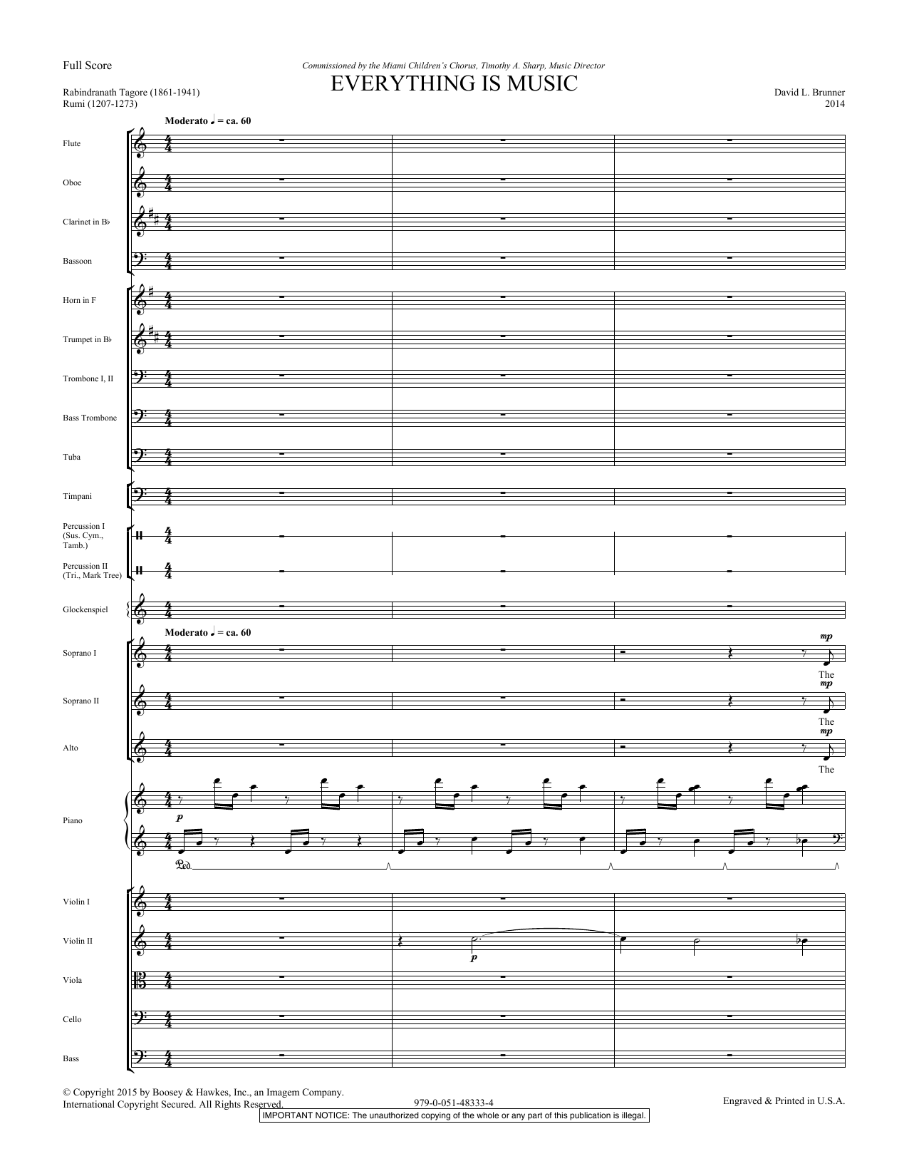 David Brunner Everything Is Music - Score sheet music notes and chords arranged for Choir Instrumental Pak