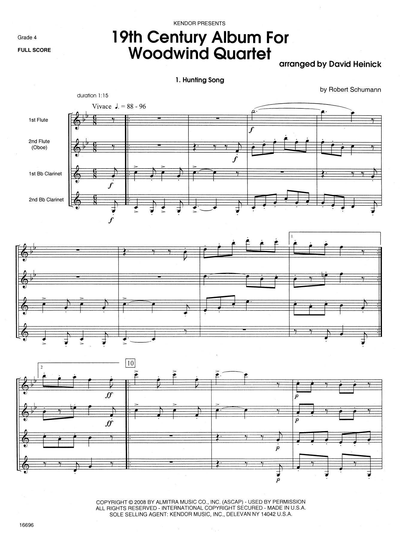 David Heinick 19th Century Album For Woodwind Quartet - Full Score sheet music notes and chords. Download Printable PDF.