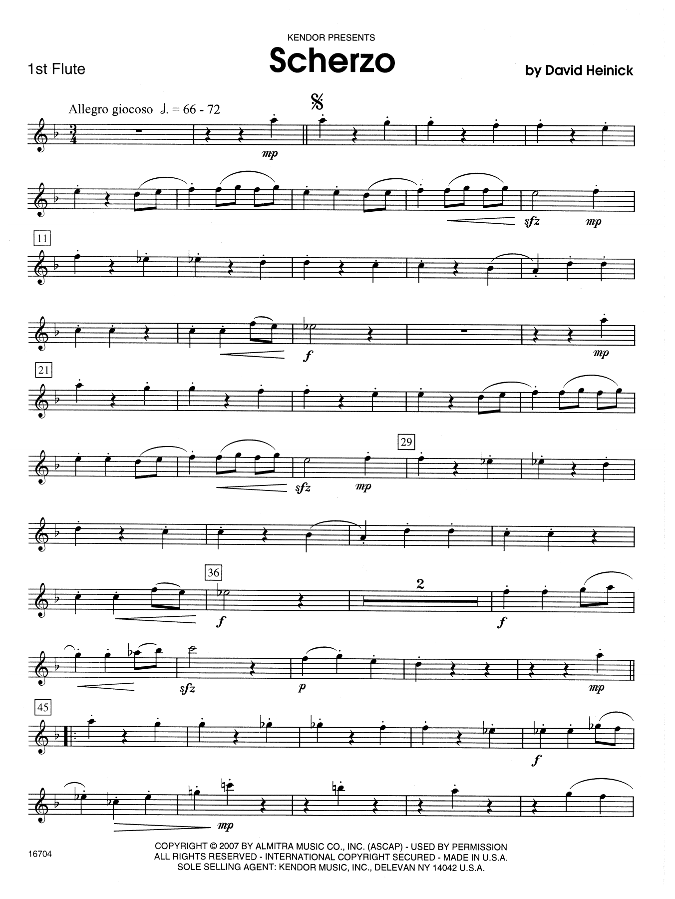 David Heinick Scherzo - 1st Flute sheet music notes and chords. Download Printable PDF.