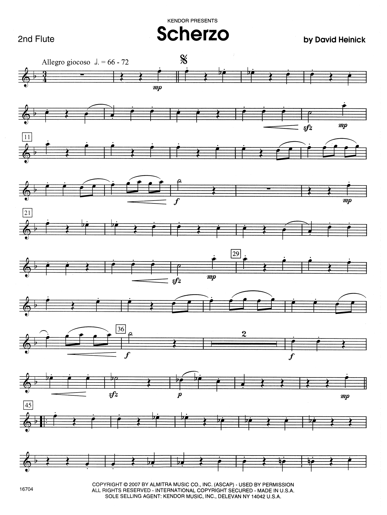 David Heinick Scherzo - 2nd Flute sheet music notes and chords. Download Printable PDF.