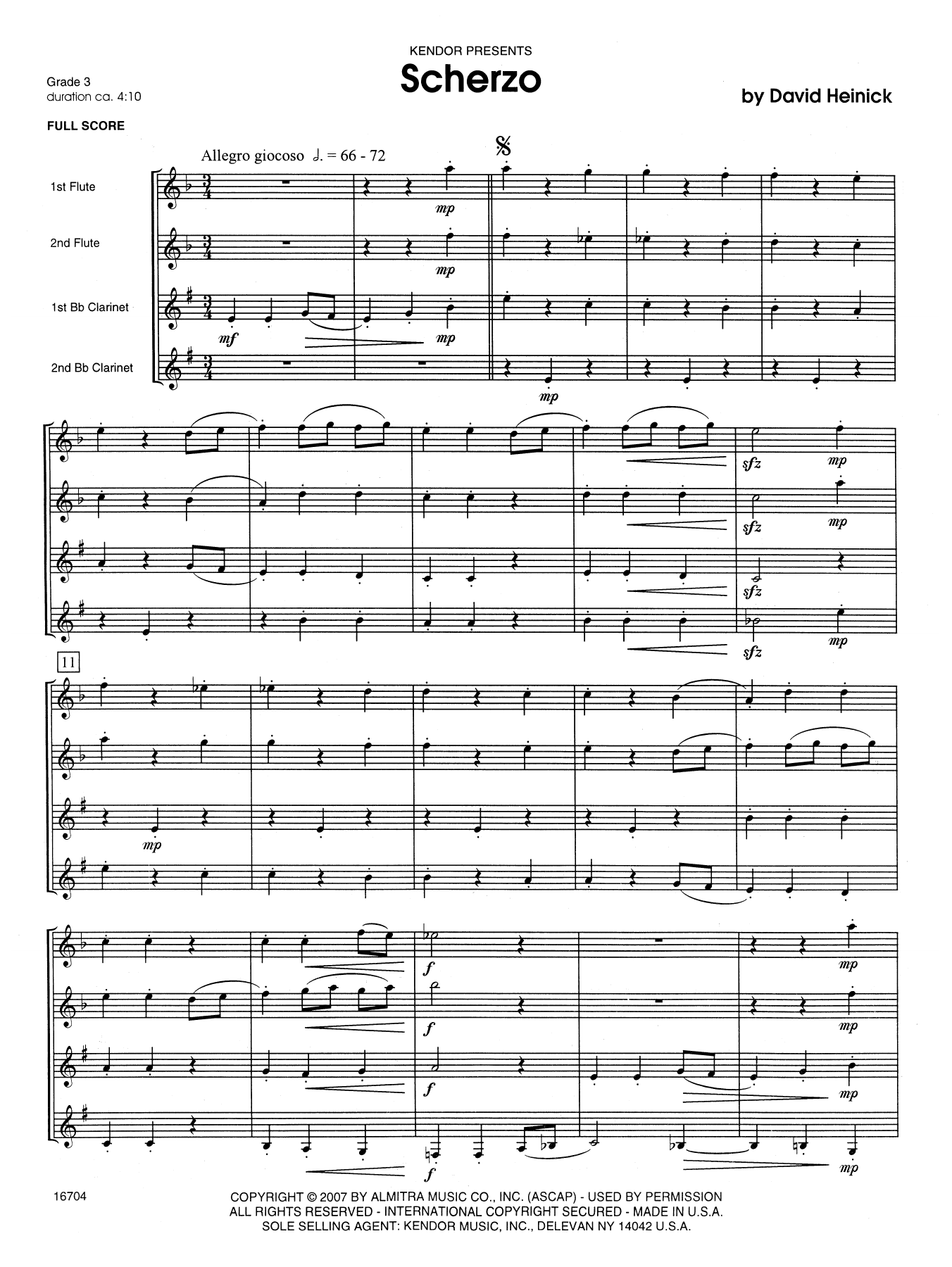 David Heinick Scherzo - Full Score sheet music notes and chords. Download Printable PDF.