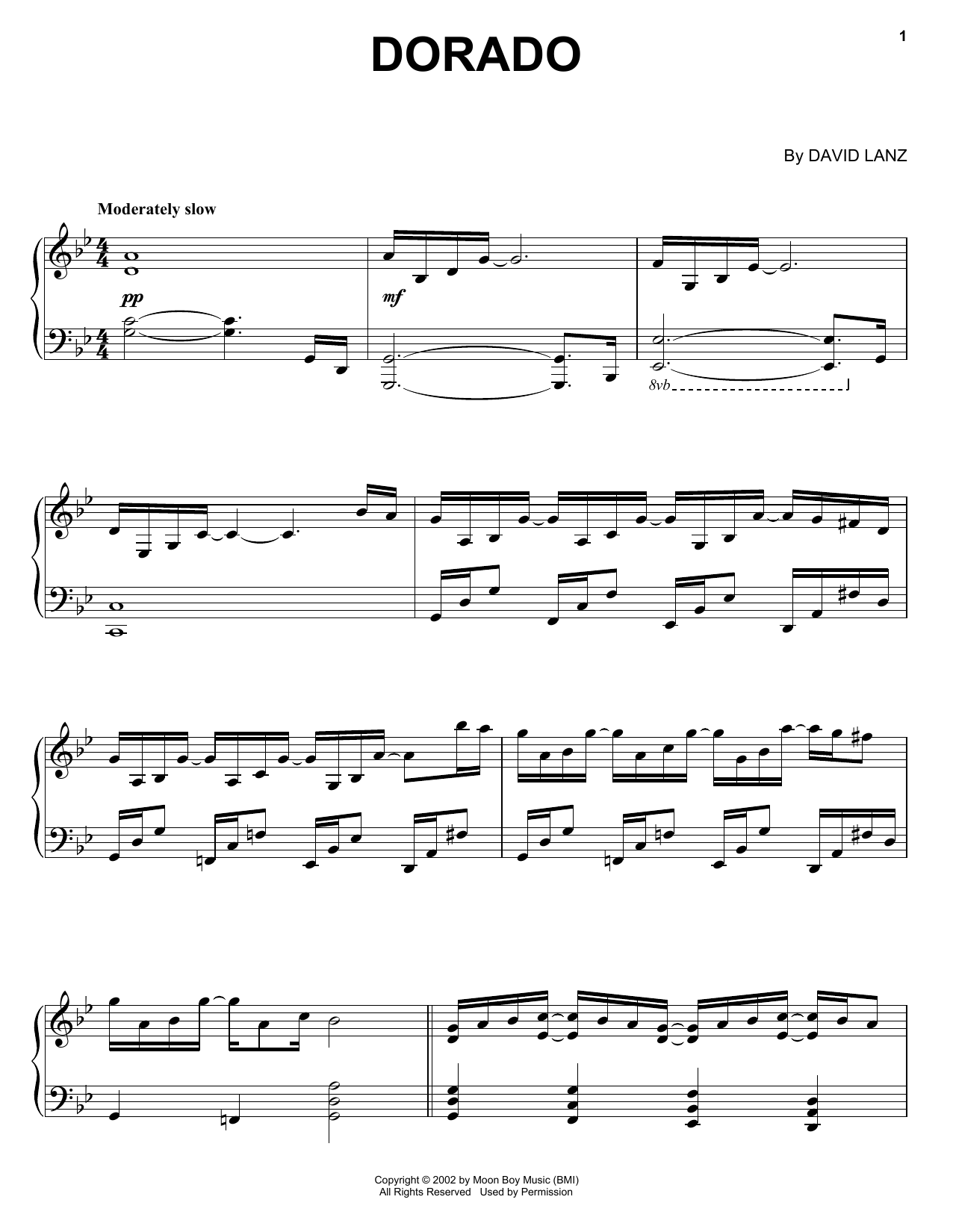 David Lanz Dorado sheet music notes and chords arranged for Piano Solo