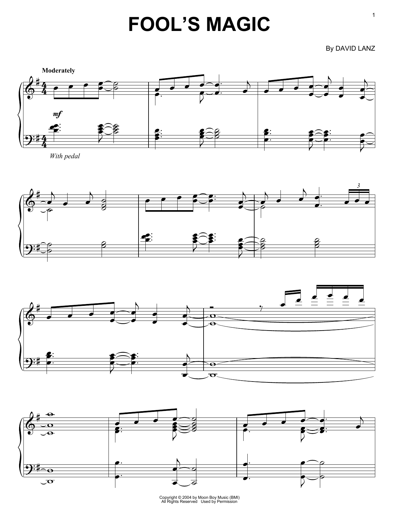 David Lanz Fool's Magic sheet music notes and chords arranged for Piano Solo