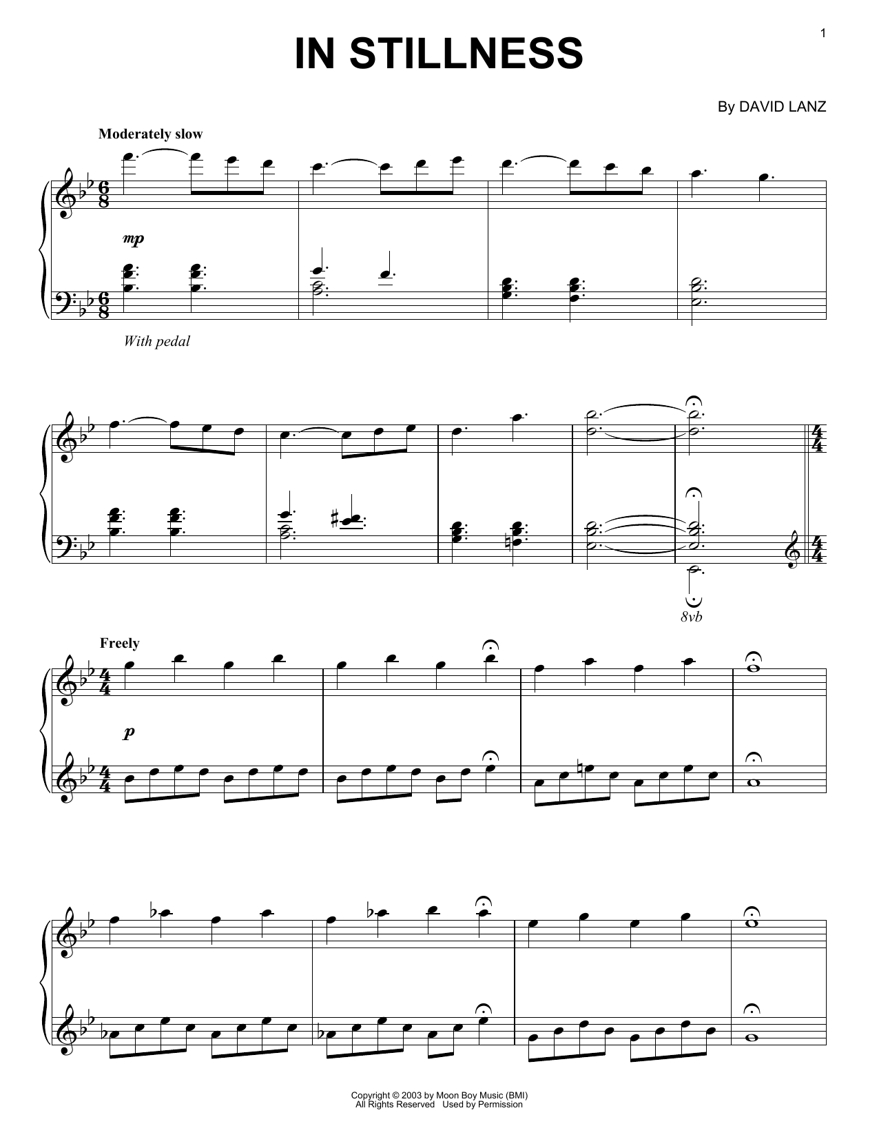 David Lanz In Stillness sheet music notes and chords arranged for Piano Solo