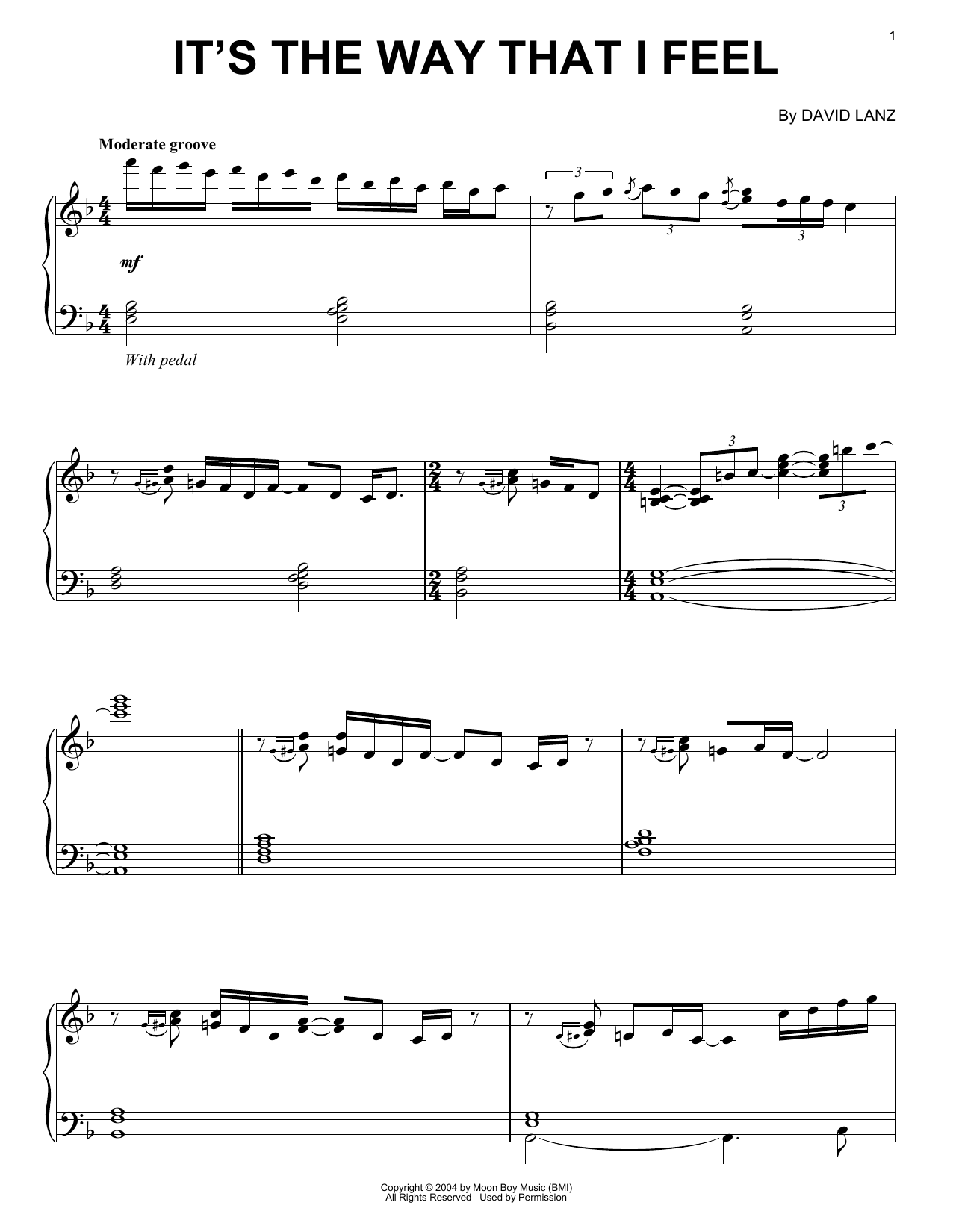 David Lanz It's The Way That I Feel sheet music notes and chords arranged for Piano Solo