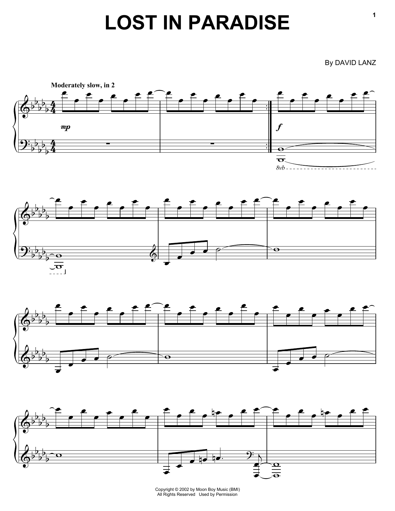 David Lanz Lost In Paradise sheet music notes and chords arranged for Piano Solo