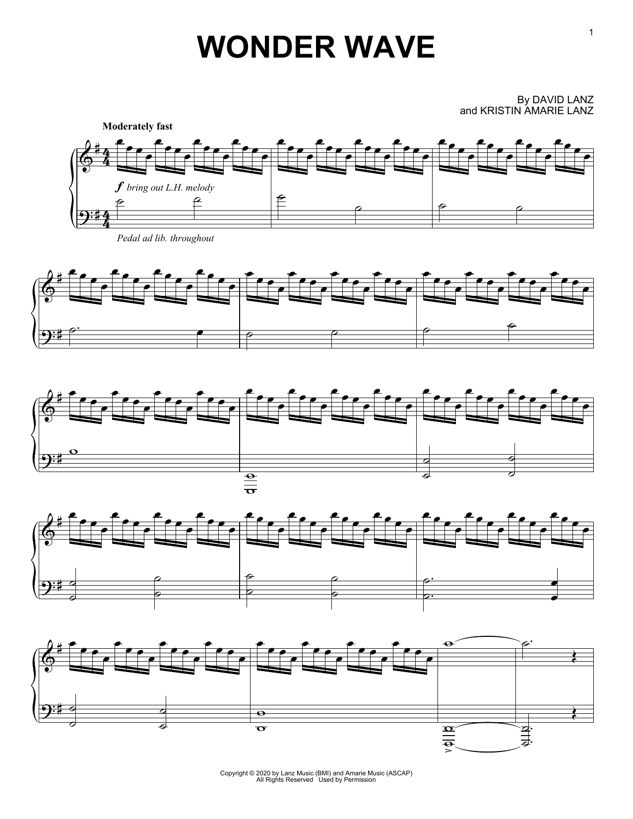 David Lanz Wonder Wave sheet music notes and chords arranged for Piano Solo