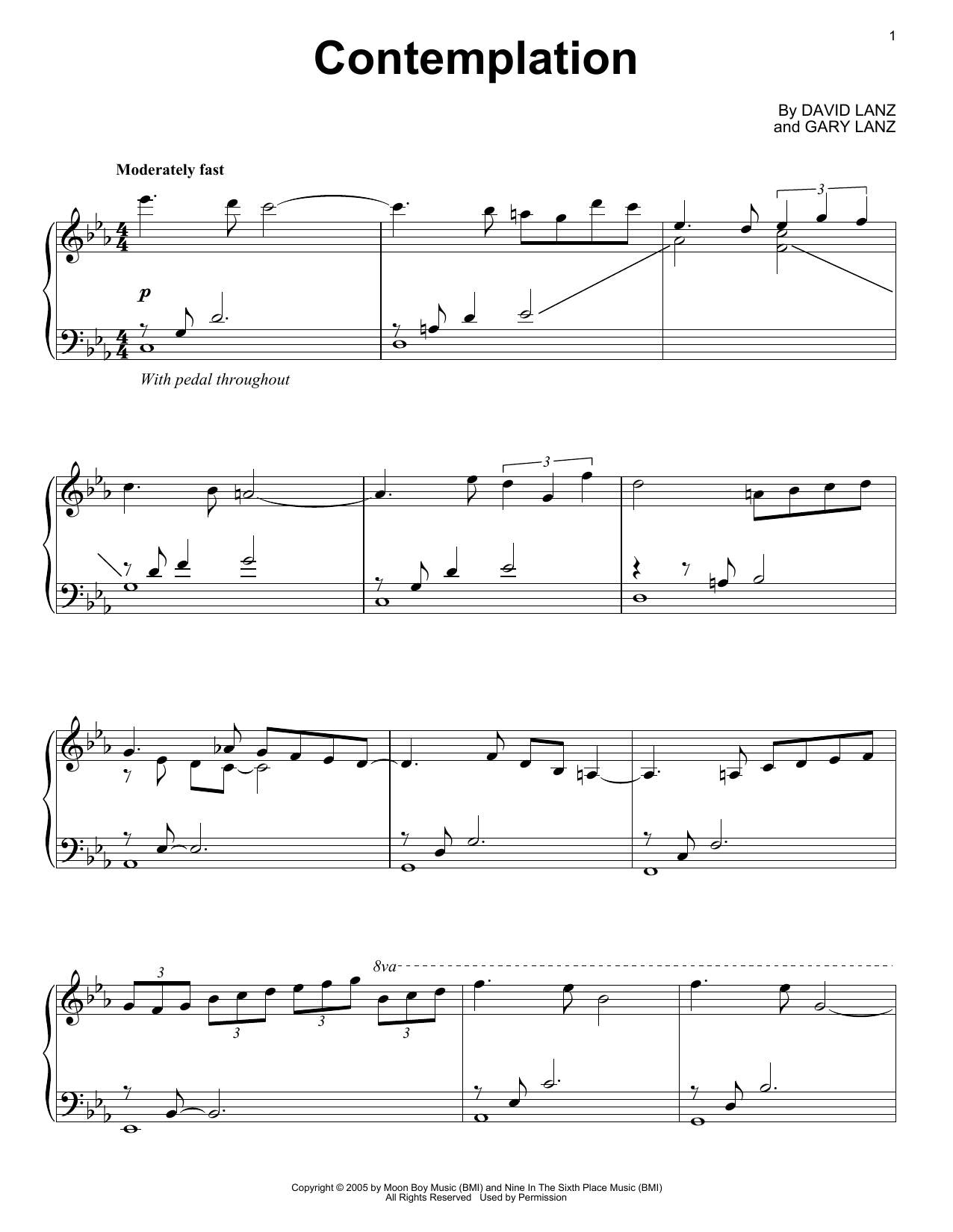 David Lanz & Gary Stroutsos Contemplation sheet music notes and chords arranged for Piano Solo
