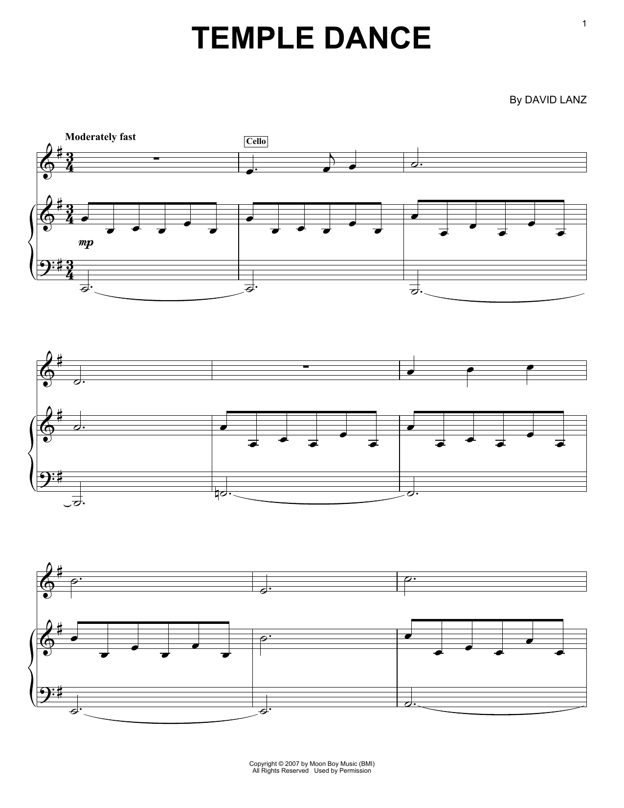 David Lanz & Gary Stroutsos Temple Dance sheet music notes and chords arranged for Piano Solo