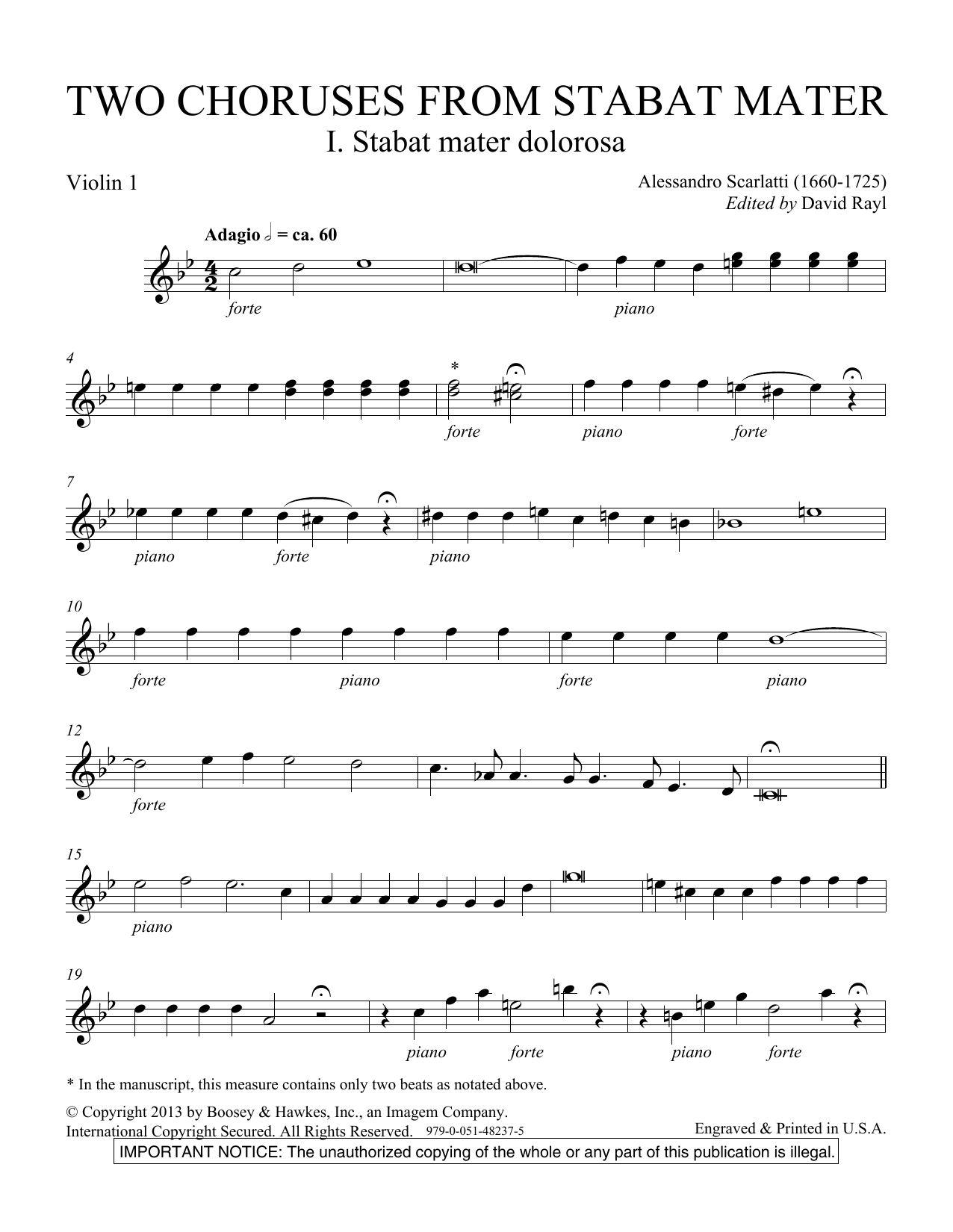 David Rayl Two Choruses from Stabat Mater - Violin 1 sheet music notes and chords. Download Printable PDF.