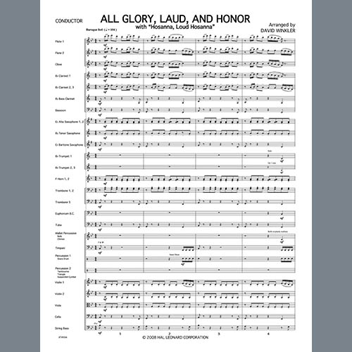David Winkler 'All Glory, Laud, And Honor (with Hosanna, Loud Hosanna) - Bb Clarinet 1' Full Orchestra