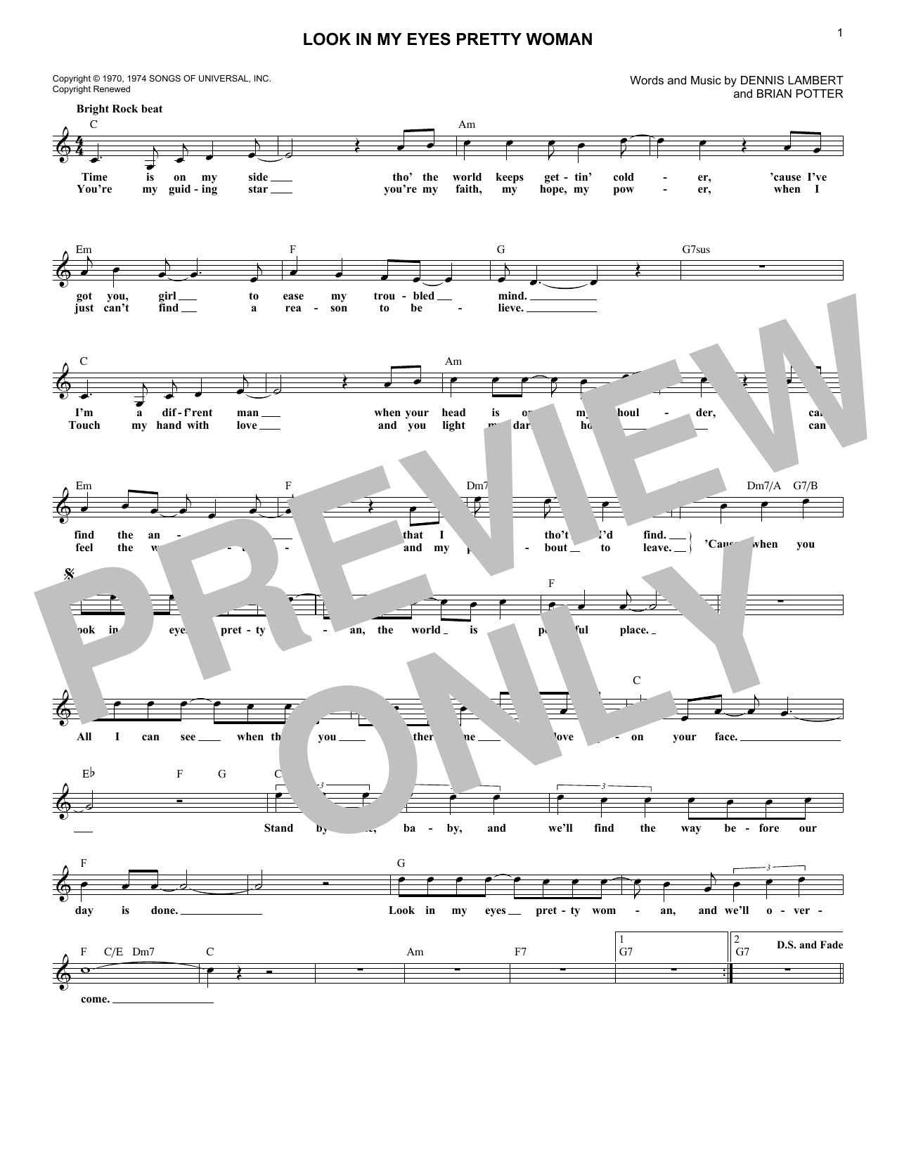 Dawn Look In My Eyes Pretty Woman sheet music notes and chords arranged for Lead Sheet / Fake Book
