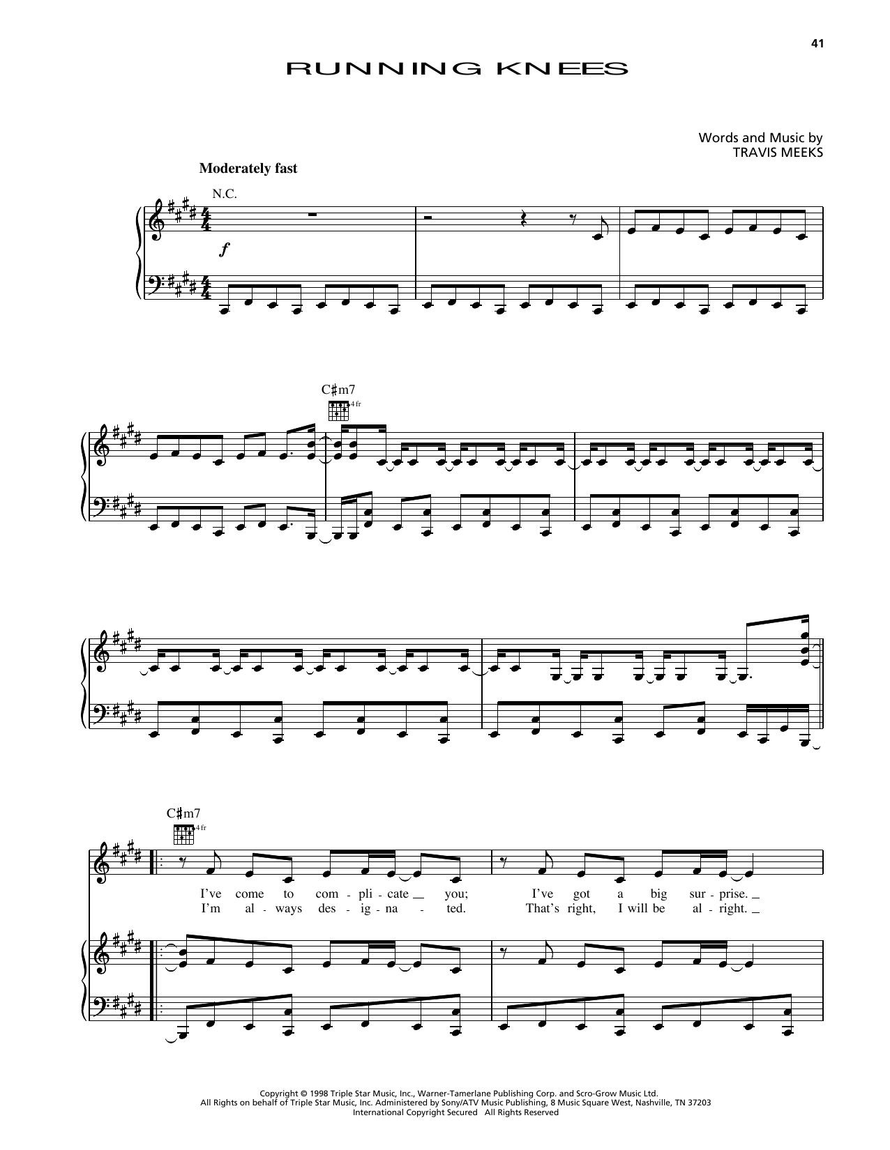 Days Of The New Running Knees (from Godzilla) sheet music notes and chords arranged for Piano, Vocal & Guitar Chords (Right-Hand Melody)