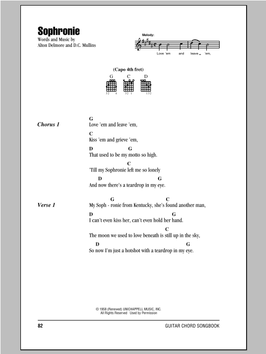 D.C. Mullins Sophronie sheet music notes and chords arranged for Piano, Vocal & Guitar Chords (Right-Hand Melody)