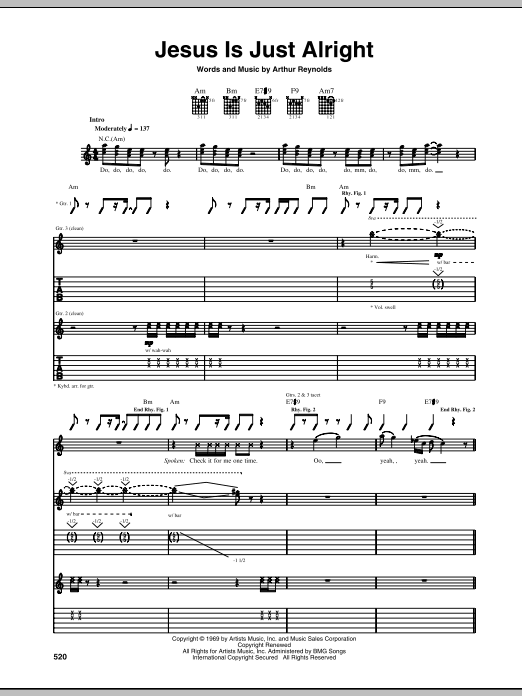 dc Talk Jesus Is Just Alright sheet music notes and chords arranged for Guitar Tab