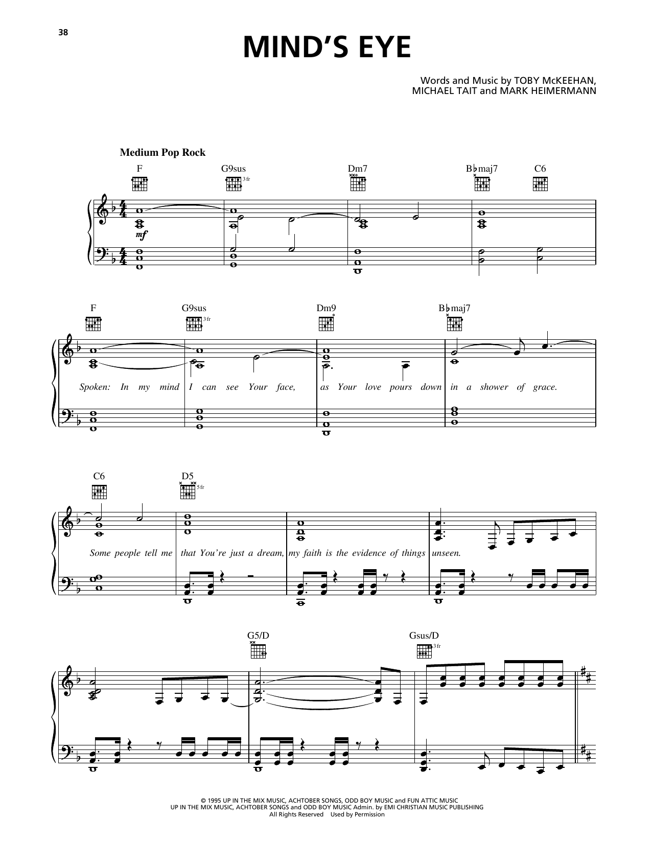 dc Talk Mind's Eye sheet music notes and chords arranged for Piano, Vocal & Guitar Chords (Right-Hand Melody)