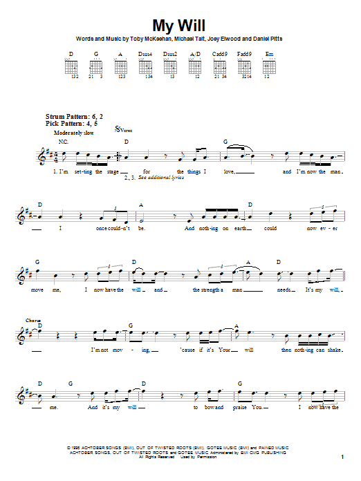 dc Talk My Will sheet music notes and chords arranged for Piano, Vocal & Guitar Chords (Right-Hand Melody)