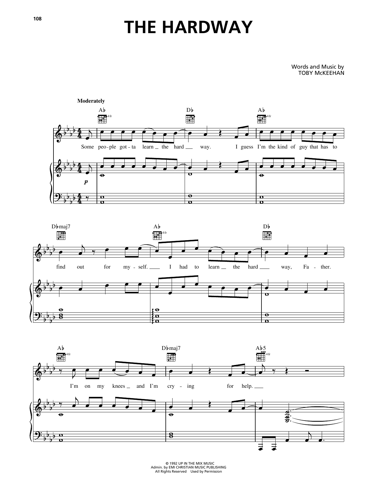 dc Talk The Hardway sheet music notes and chords arranged for Piano, Vocal & Guitar Chords (Right-Hand Melody)