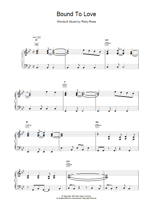 Deacon Blue Bound To Love sheet music notes and chords arranged for Piano, Vocal & Guitar Chords