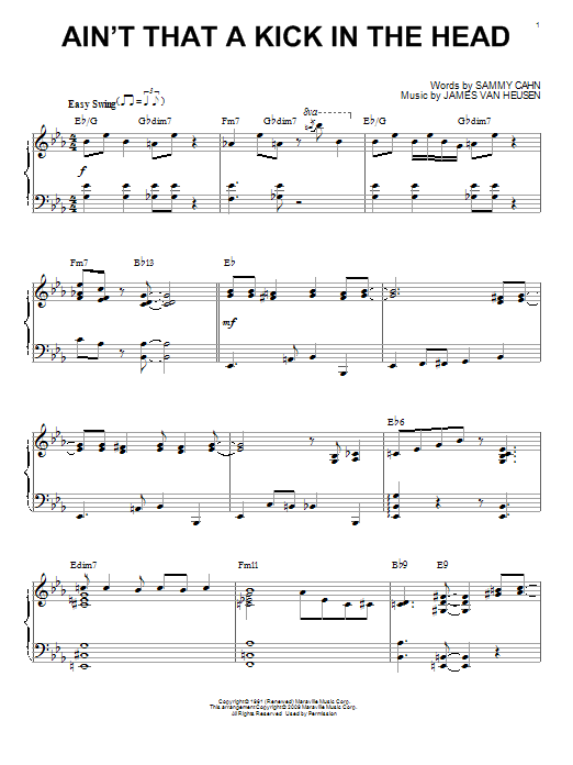 Dean Martin Ain't That A Kick In The Head (arr. Brent Edstrom) sheet music notes and chords arranged for Piano Solo