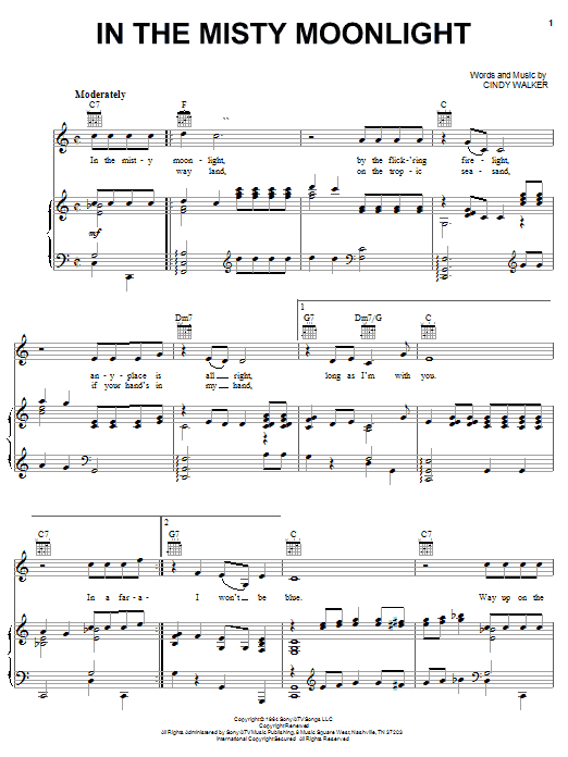 Dean Martin In The Misty Moonlight sheet music notes and chords arranged for Piano, Vocal & Guitar Chords (Right-Hand Melody)