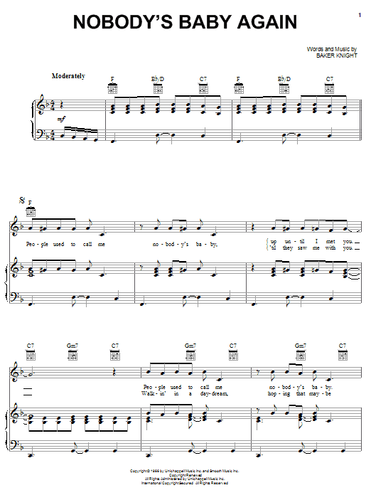 Dean Martin Nobody's Baby Again sheet music notes and chords arranged for Piano, Vocal & Guitar Chords (Right-Hand Melody)