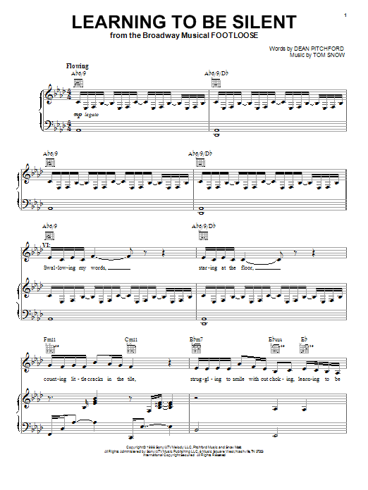 Dean Pitchford Learning To Be Silent sheet music notes and chords arranged for Piano, Vocal & Guitar Chords (Right-Hand Melody)