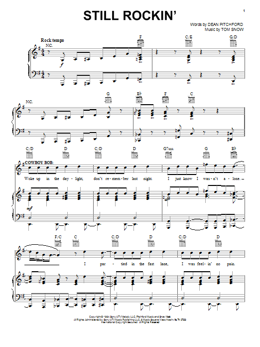 Dean Pitchford Still Rockin' sheet music notes and chords arranged for Piano, Vocal & Guitar Chords (Right-Hand Melody)