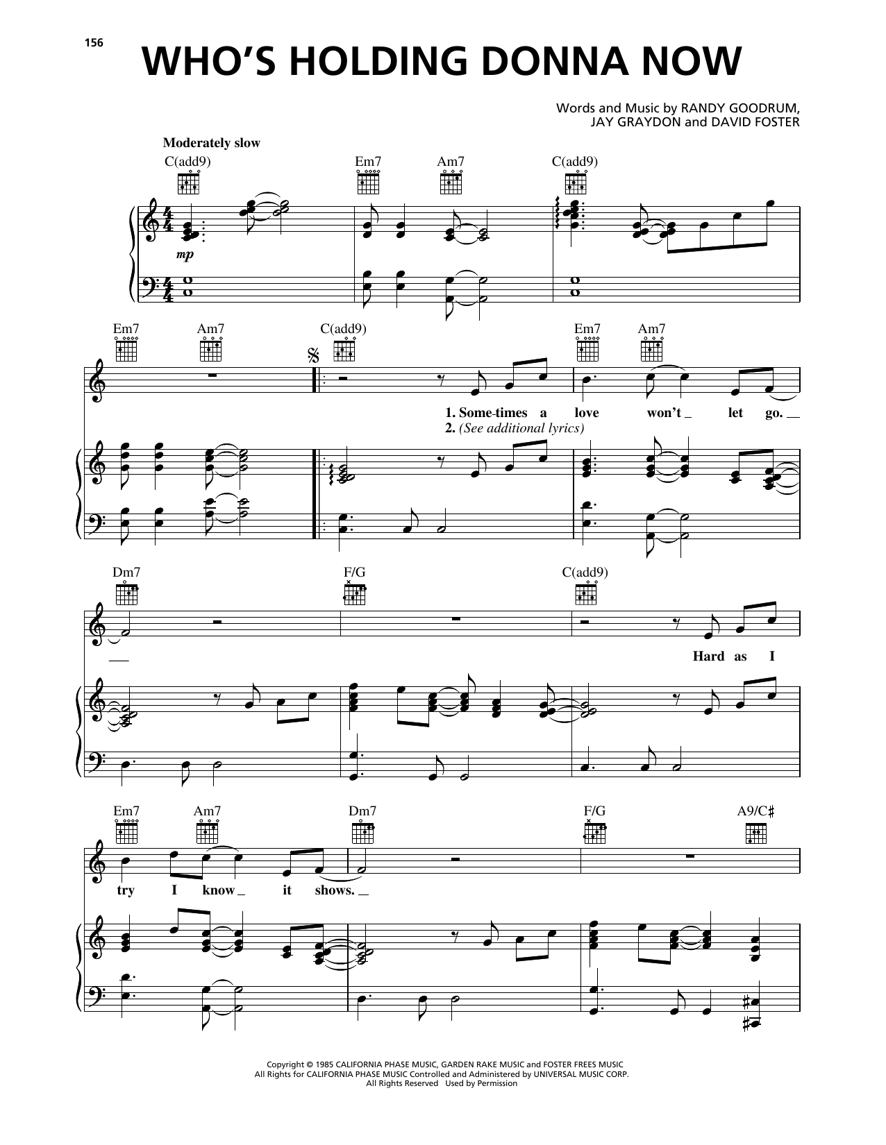 DeBarge Who's Holding Donna Now sheet music notes and chords arranged for Piano, Vocal & Guitar Chords (Right-Hand Melody)