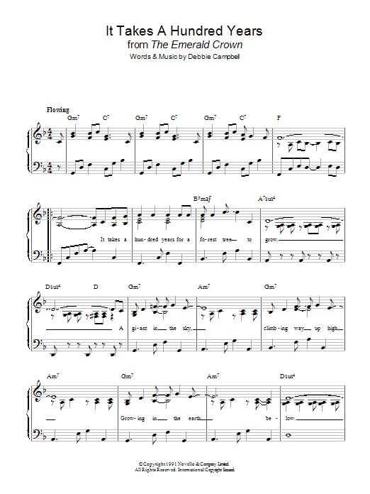 Debbie Campbell It Takes A Hundred Years from 'The Emerald Crown' sheet music notes and chords arranged for Easy Piano
