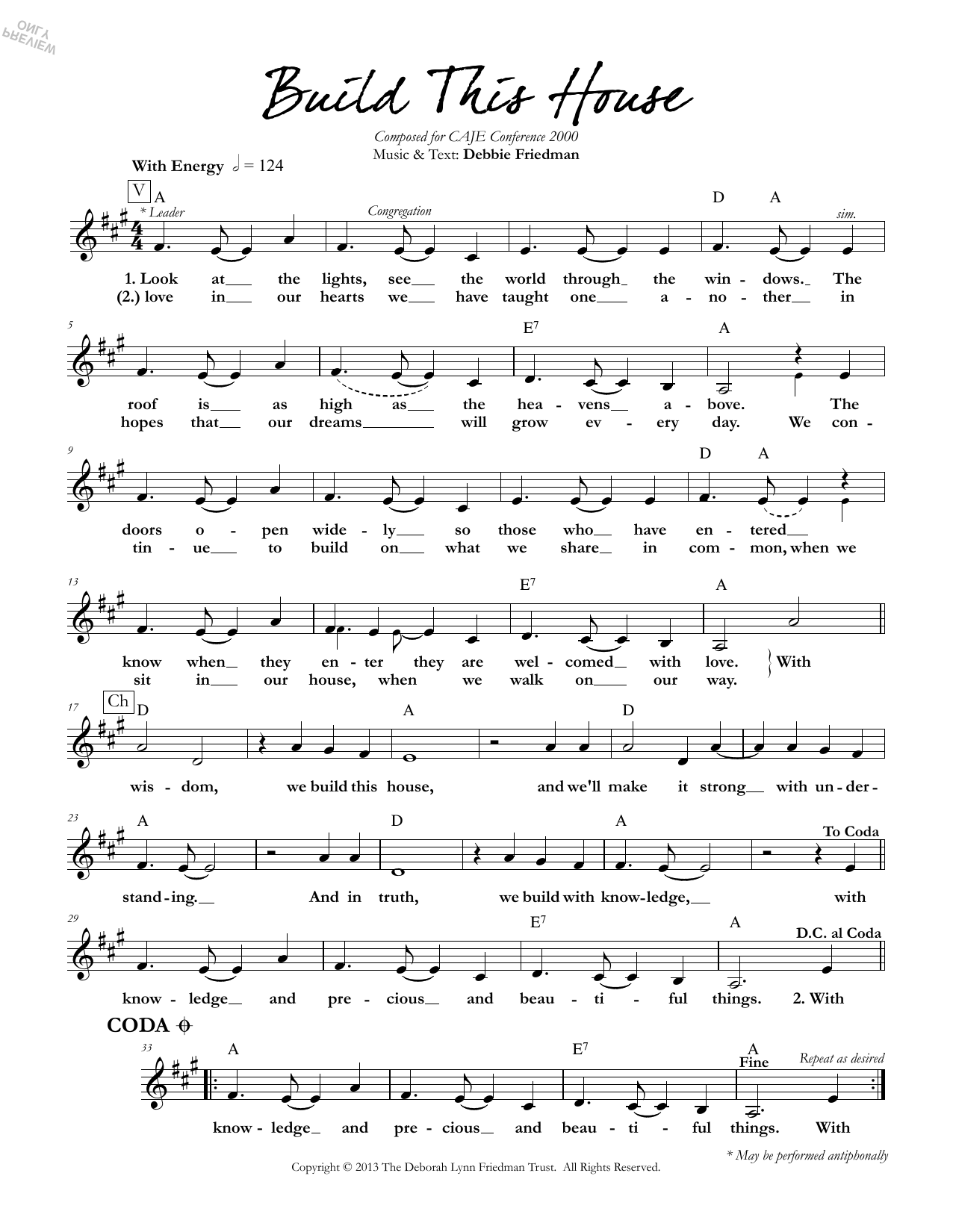 Debbie Friedman Build This House sheet music notes and chords arranged for Lead Sheet / Fake Book
