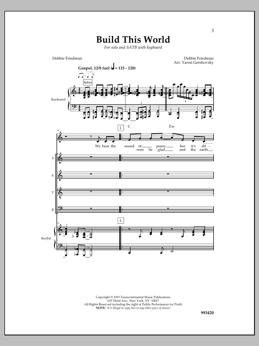 Debbie Friedman Build This World sheet music notes and chords arranged for SATB Choir