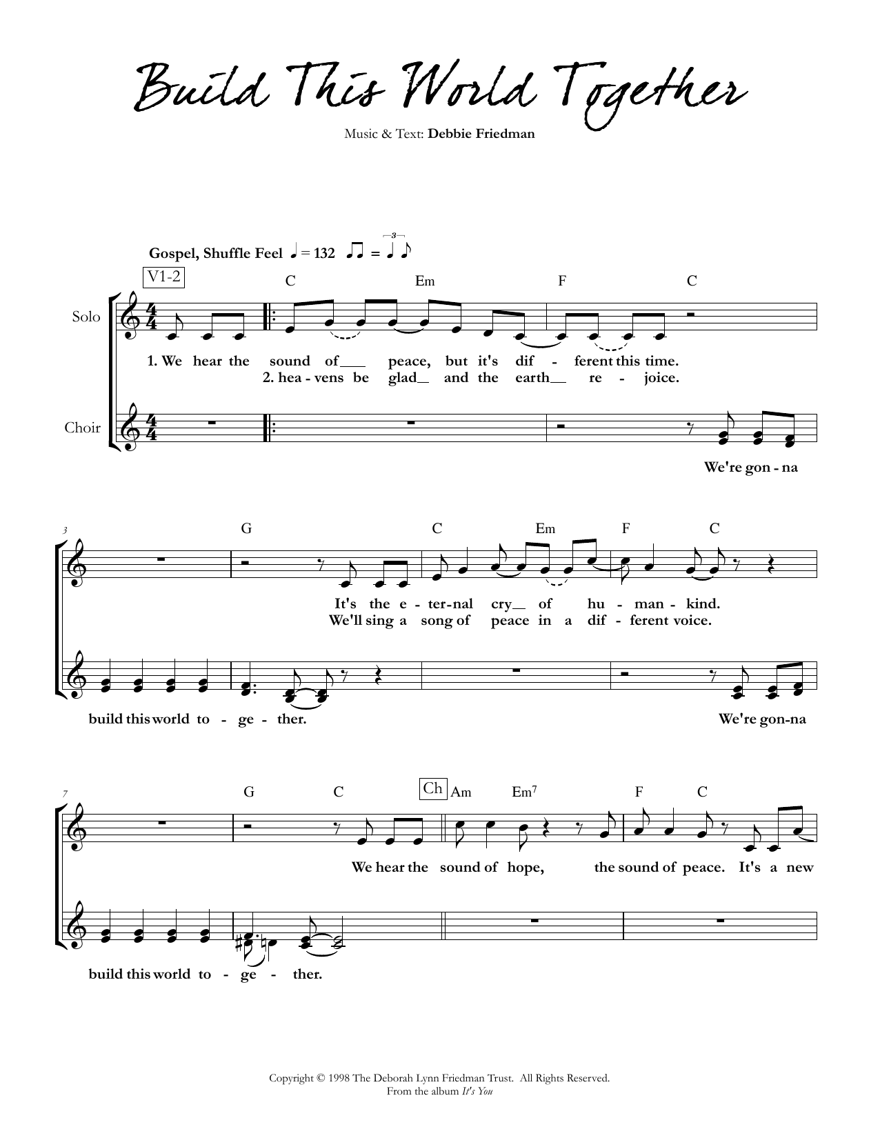 Debbie Friedman Build This World Together sheet music notes and chords arranged for Lead Sheet / Fake Book