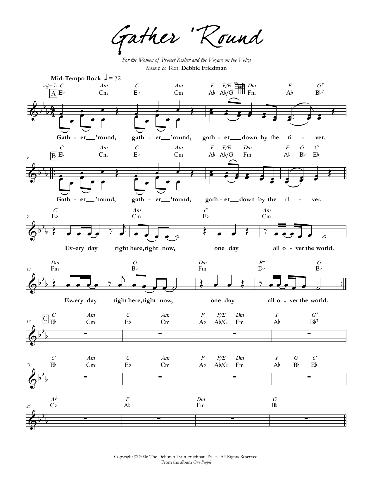 Debbie Friedman Gather 'Round sheet music notes and chords arranged for Lead Sheet / Fake Book