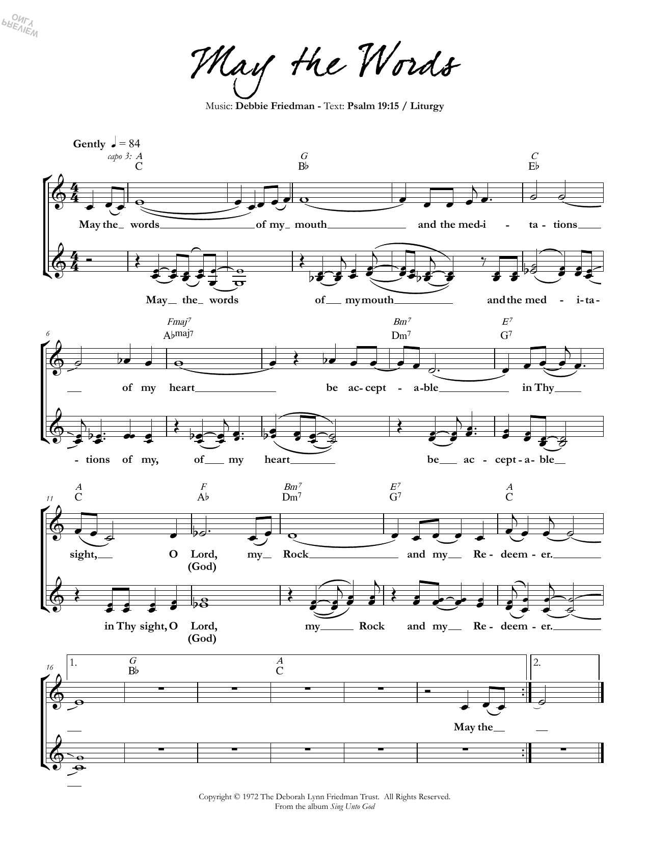 Debbie Friedman May The Words sheet music notes and chords arranged for Lead Sheet / Fake Book