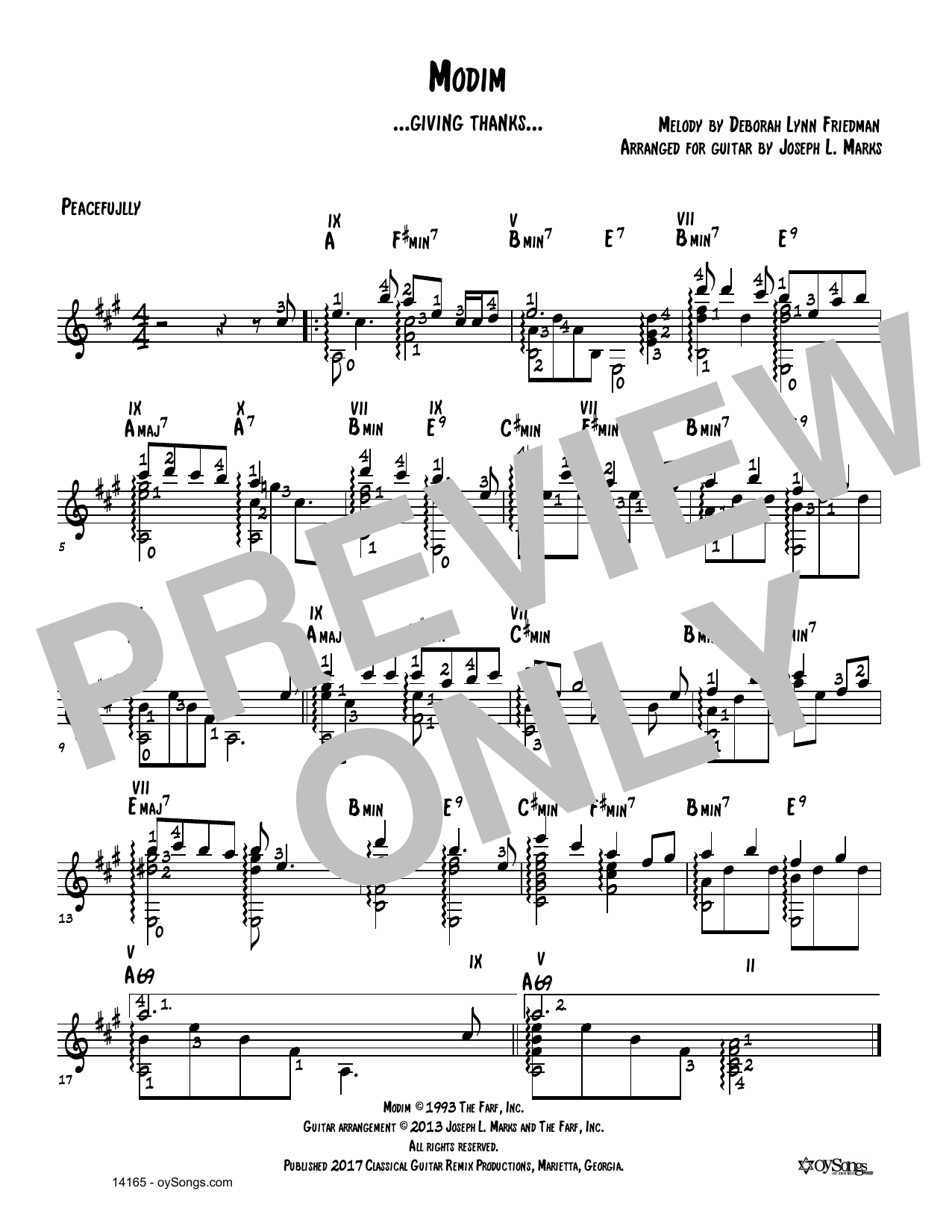 Debbie Friedman Modim (arr. Joe Marks) sheet music notes and chords arranged for Solo Guitar