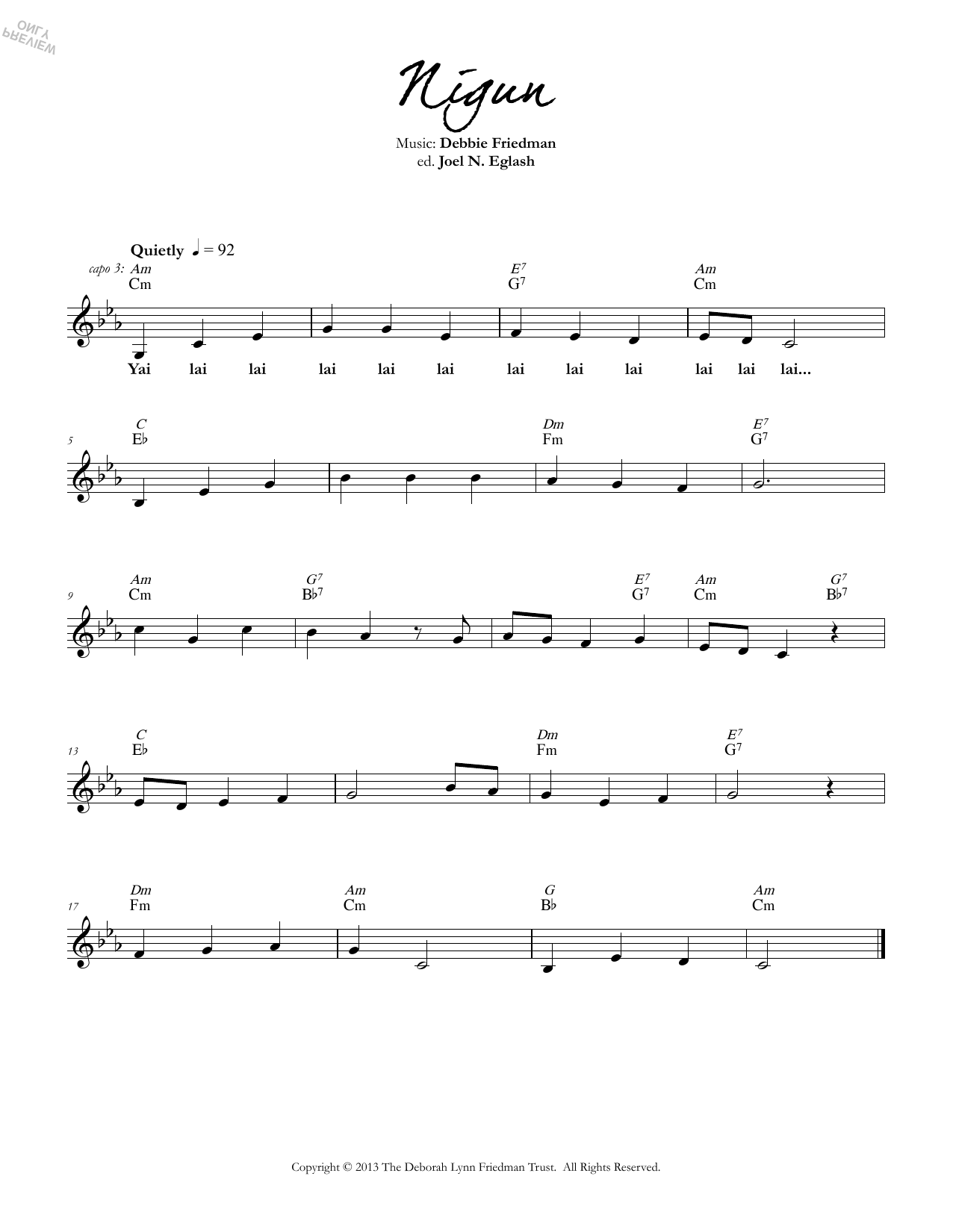 Debbie Friedman Nigun sheet music notes and chords arranged for Lead Sheet / Fake Book