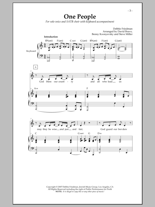 Debbie Friedman One People sheet music notes and chords arranged for Lead Sheet / Fake Book