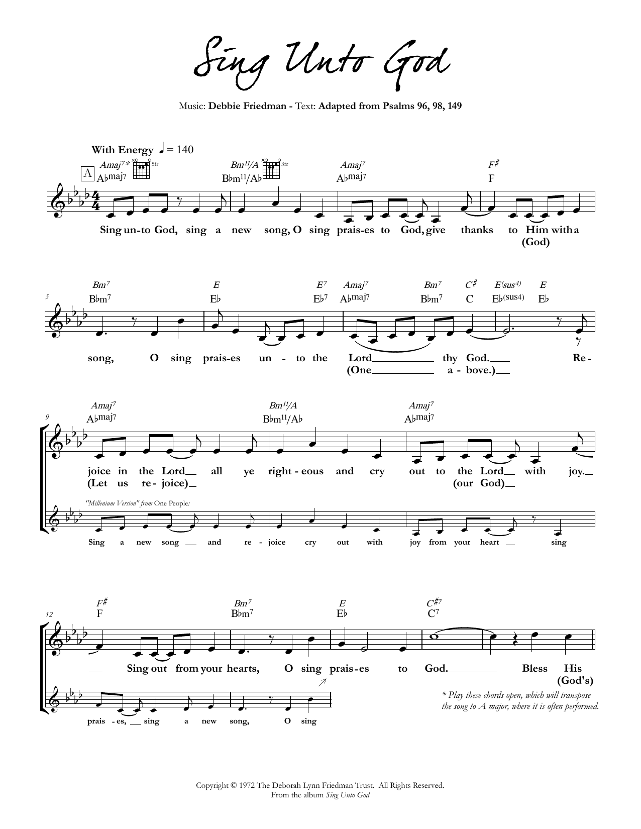 Debbie Friedman Sing Unto God sheet music notes and chords arranged for Lead Sheet / Fake Book