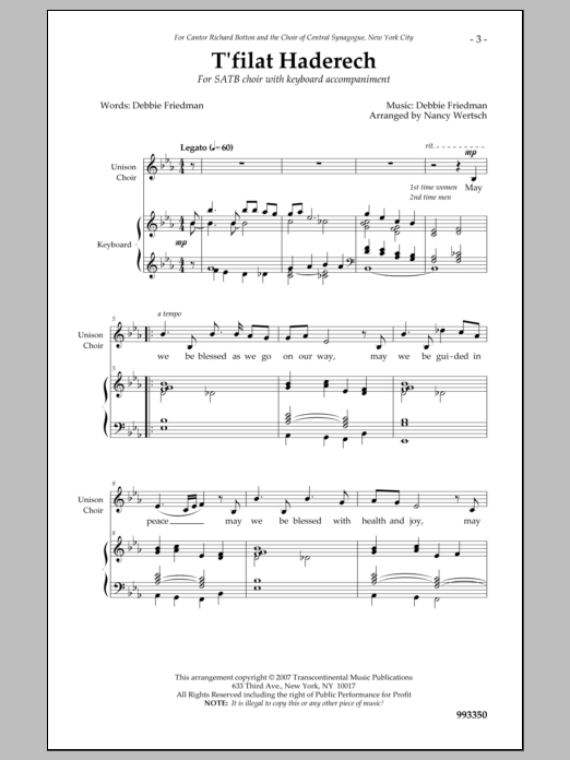 Debbie Friedman T'filat Haderech sheet music notes and chords arranged for Lead Sheet / Fake Book
