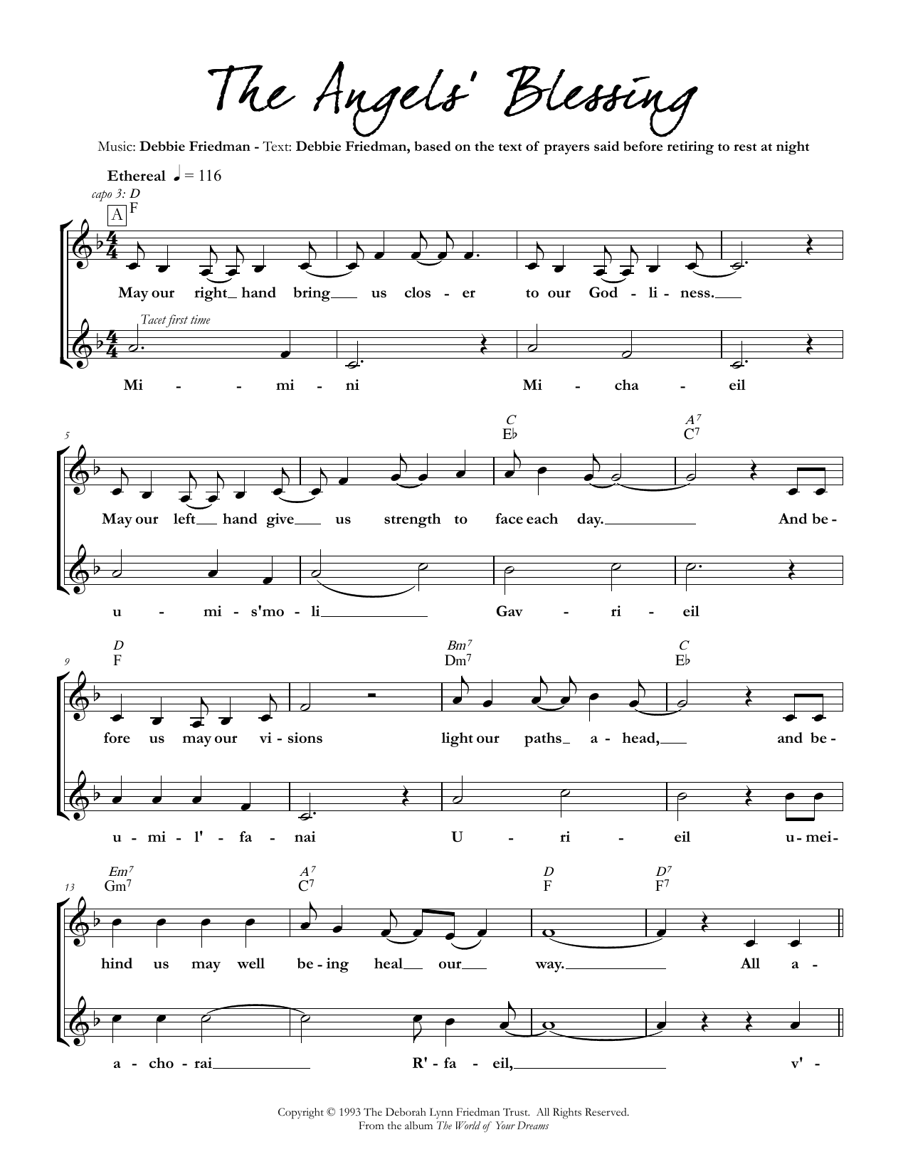 Debbie Friedman The Angels' Blessing sheet music notes and chords arranged for Lead Sheet / Fake Book