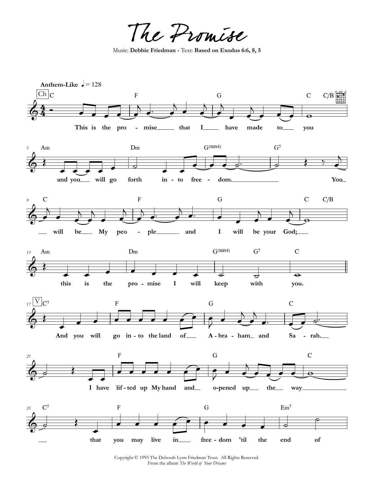 Debbie Friedman The Promise sheet music notes and chords arranged for Lead Sheet / Fake Book