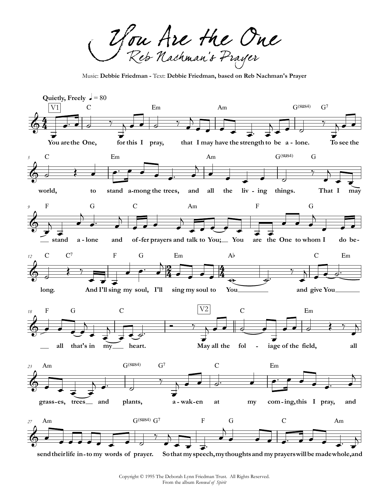 Debbie Friedman You are the One sheet music notes and chords arranged for Lead Sheet / Fake Book