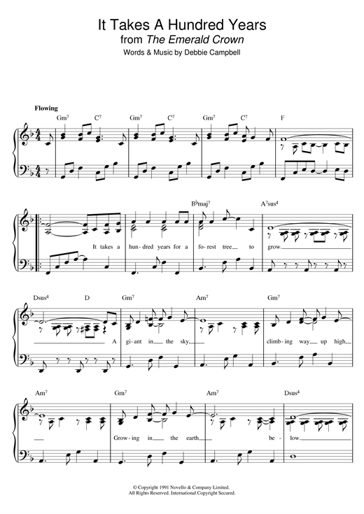 Debbie Campbell It Takes A Hundred Years from 'The Emerald Crown' sheet music notes and chords arranged for Easy Piano