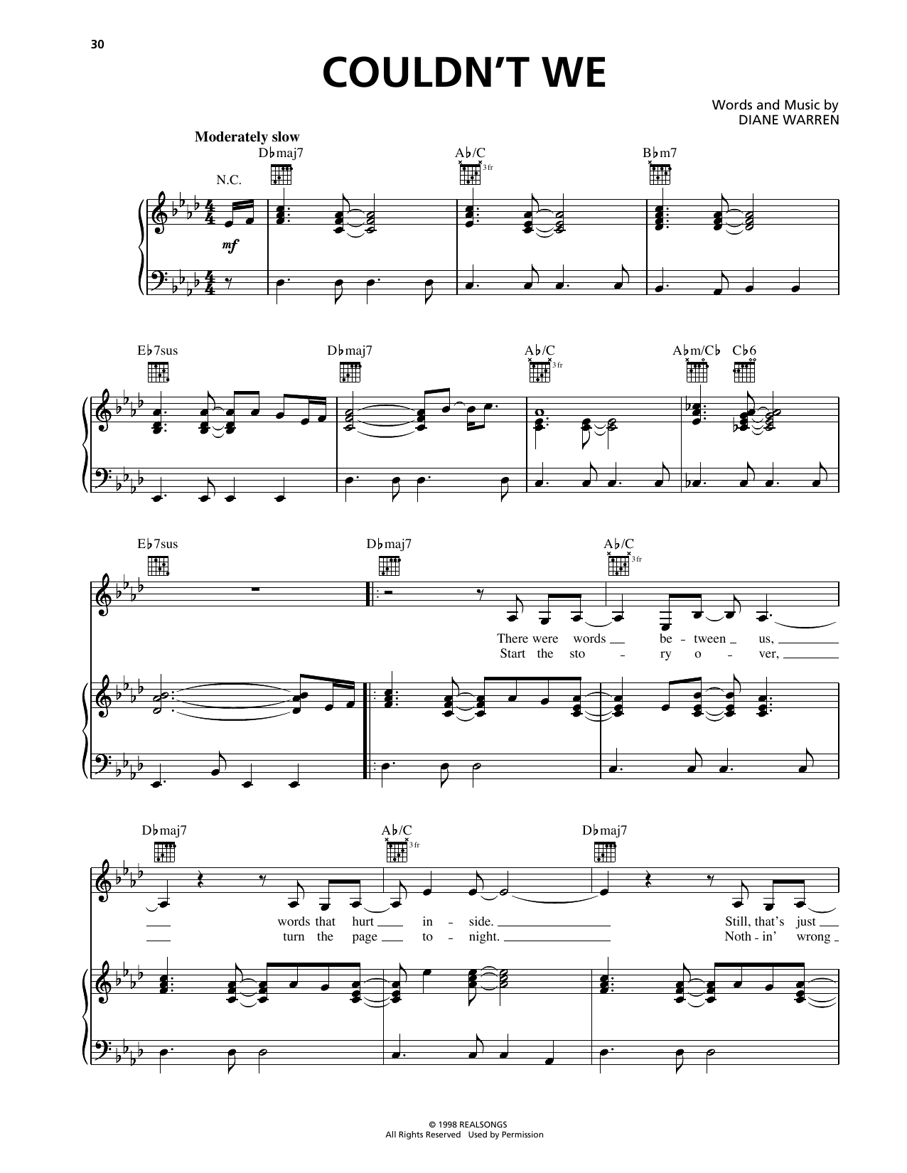 Deborah Cox Couldn't We sheet music notes and chords arranged for Piano, Vocal & Guitar Chords (Right-Hand Melody)