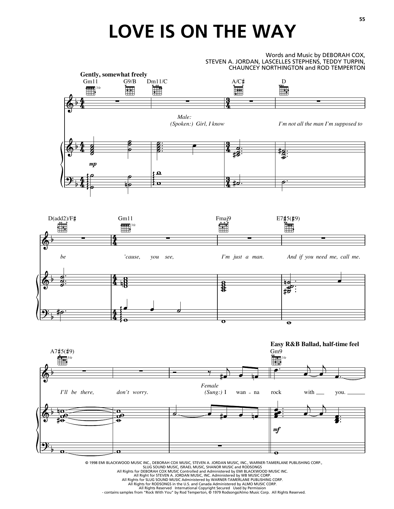 Deborah Cox Love Is On The Way sheet music notes and chords arranged for Piano, Vocal & Guitar Chords (Right-Hand Melody)