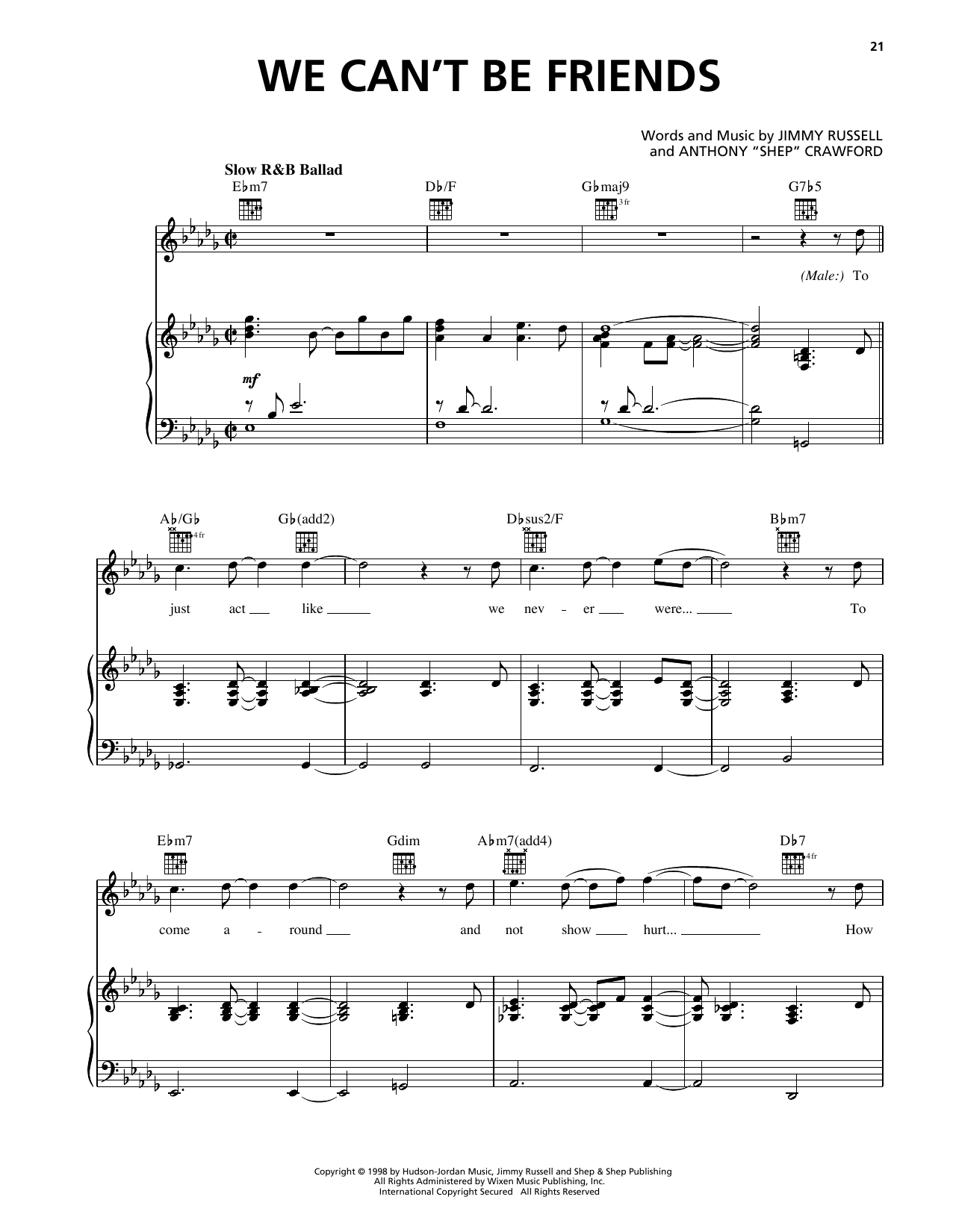 Deborah Cox We Can't Be Friends sheet music notes and chords arranged for Piano, Vocal & Guitar Chords (Right-Hand Melody)