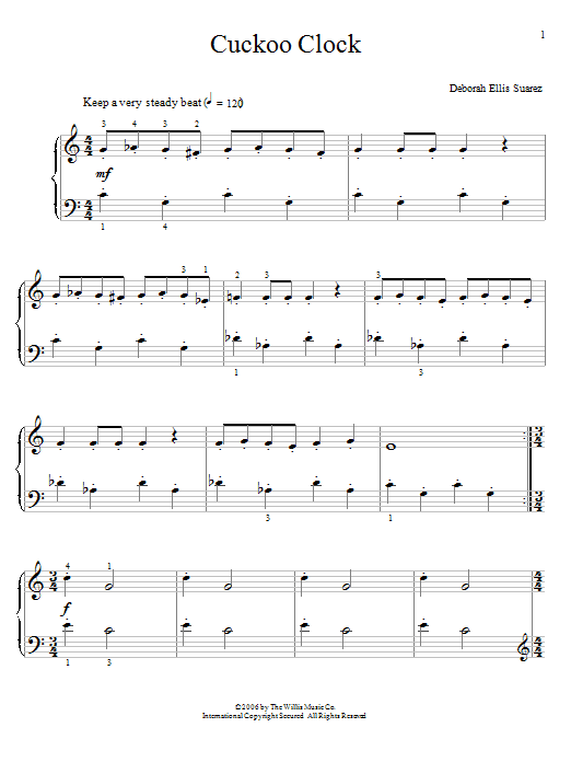 Deborah Ellis Suarez Cuckoo Clock sheet music notes and chords arranged for Educational Piano