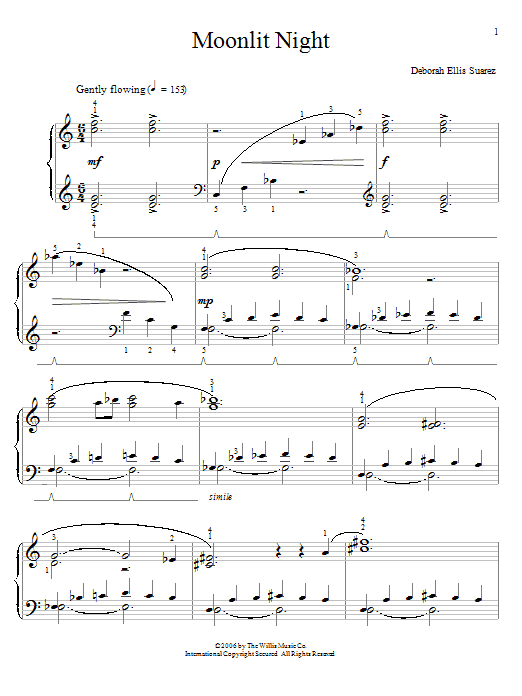 Deborah Ellis Suarez Moonlit Night sheet music notes and chords arranged for Educational Piano